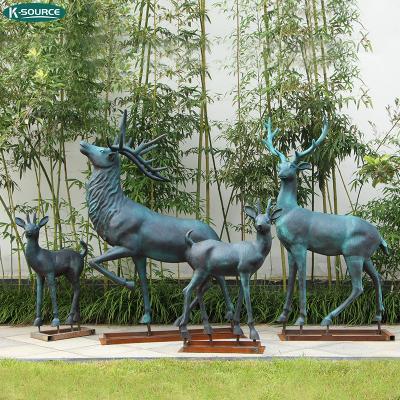 China China Outdoor Garden Decor Metal Elk Sculpture Life Size Animal Cast Copper Brass Bronze Deer Statue for sale