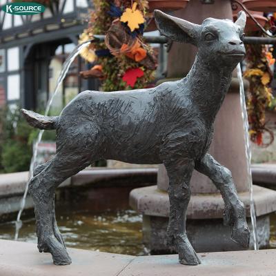 China China Outdoor Decor Metal Animal Sculpture Cast Copper Bronze Goat Sheep Statue for sale