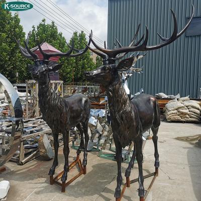 China Life Size Bronze Elk Statue In China Metal Sculpture Park Animal Outdoor Decor Deer for sale