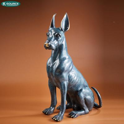 China China Home Indoor Decor Crafts Figurine Metal Doberman Animal Sculptures Bronze Dog Statues for sale