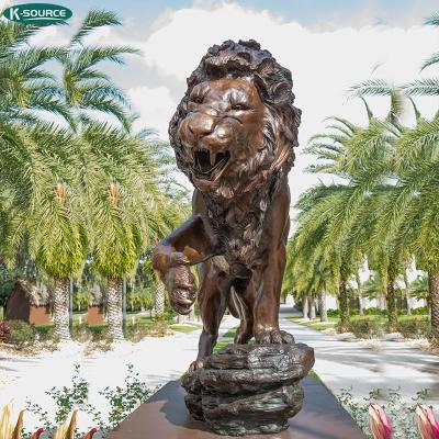 China Bronze Lion Statue Outdoor Brutal Animal Sculpture In Great China Yard for sale