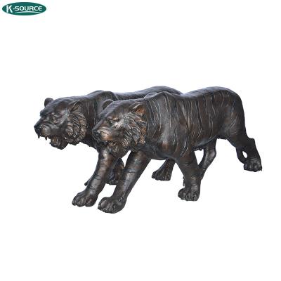 China China Custom Realistic Metal Animal Sculpture Pair Outdoor And Bronze Tigers Statues Indoor for sale