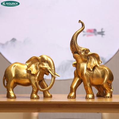 China China Home Decoration Desktop Wine Cabinet Ornament A Pair Of Elephant Gold Bronze Carvings for sale