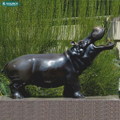 China Modern Outdoor Handmade Large Size Copper Hippopotamus Cast Iron Craft Decoration China Garden Animal Sculpture for sale