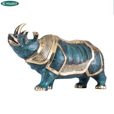 China China figurine collection gift family desktop decorations statue wildlife rhinoceros cast copper rhinoceros statue for sale