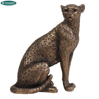 China Home Crafts China Decorative Bronze Animal Sculpture Art Gift Custom Copper Leopard Statue In Design for sale