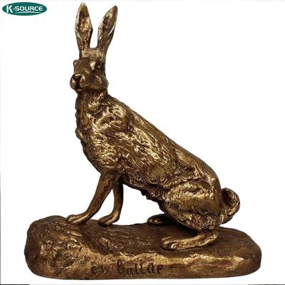 China Europe factory wholesale animal statue big cat went after a rabbit bronze sculpture for sale