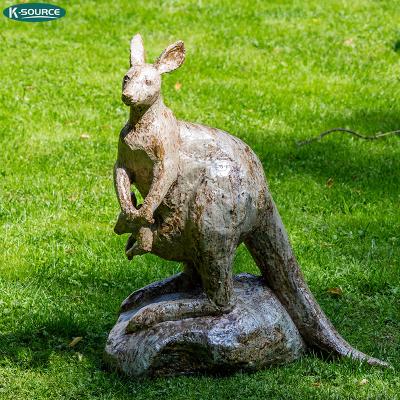 China China life size animal statue bronze sculpture of three kangaroos running in the garden for sale