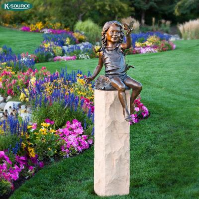 China Life Size Metal Art Casting Sculpture Bronze Europe Park and Garden Decoration Children Statue for sale