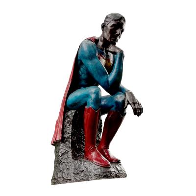 China Europe City Statue Cooper Art Sculpture Marvel Superman Decorative European Bronze Statue for sale