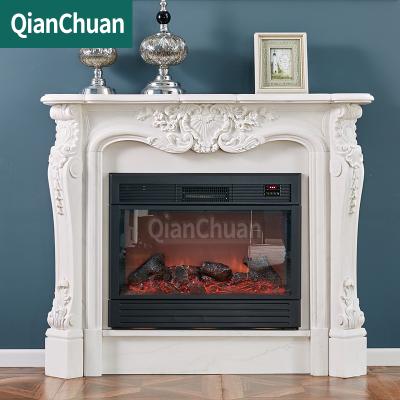 China Gorgeous Classic Marble Mantel Modern Use Hand-carved Marble Fireplace Indoor Surround for sale