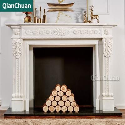 China Supplier Manufacture Modern Marble Slab Fireplace Surround Indoor Use Fireplace Mantel Of Marble Natural Stone Fireplace for sale