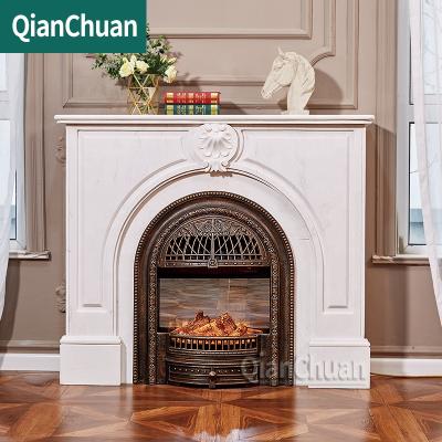 China Contemporary Custom Design Home Interior Decor Modern Nature Stone Hand-carved Simple Marble Fireplace Mantel for sale