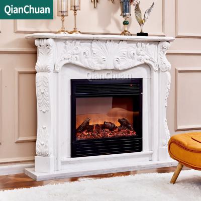 China Modern Luxury Home Indoor Decoration Hand Carved Stone Mantel Fireplace Natural Marble Surrounds for sale