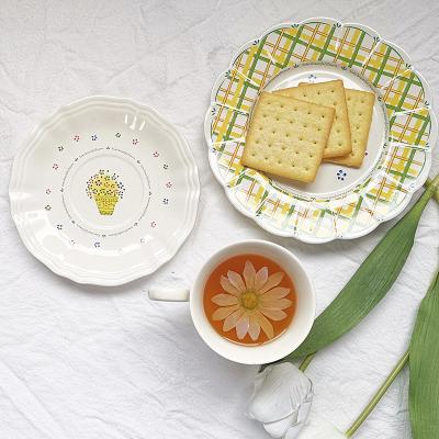 China Ceramic Soup Plate Saucer Set Summer Dinnerware Ice Cream Home Dish Afternoon Soup Soup Plate Viable Breakfast Dish for sale