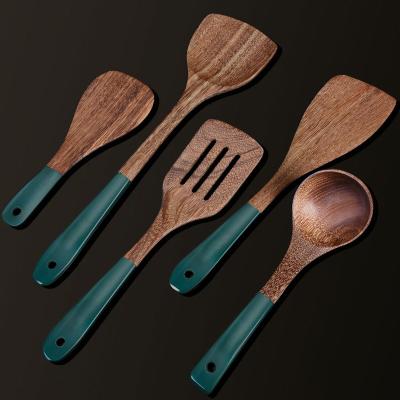 China Five viable pieces of milletilla de laurentii wooden cooking utensils non-stick non-stick high temperature resistant wooden shovel spoon for sale