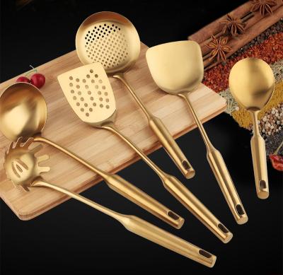 China The viable 6 pieces of new creative stainless steel gold kitchen set titanium metal household gold complete set for sale