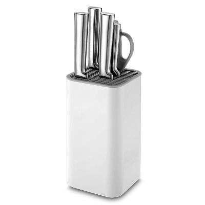 China Smple workable 6 pieces style white color stainless steel kitchen knife small kitchen knife set with stand for sale