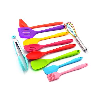 China 10PCS Sustainable Silicone Kitchenware Non-Stick Cookware Cooking Tool Spatula Kitchen Utensil Set for sale