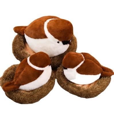 China Wholesale Toy Simulation Sparrow Plush Toy Factory Gift Stuffed Animal With Bird's Nest Christmas Plush Toy for sale