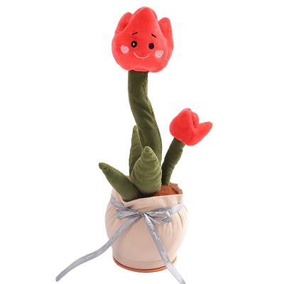 China Factory direct sale tulip plush electric toy luminous dancing potted recording learning to speak gifts for children for sale