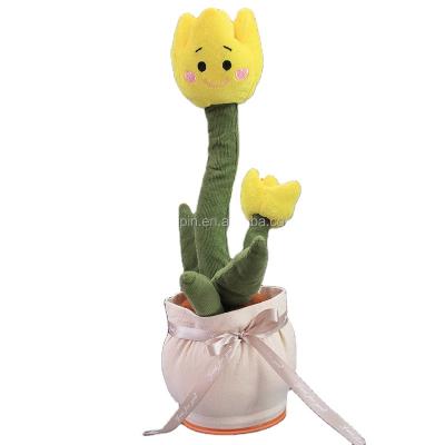 China Plush Tulip Plush Electric Toy Luminous Dancing Potted Recording Learning To Speak Gifts For Kids for sale