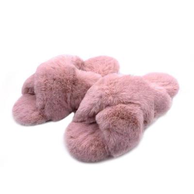 China Fashion Light Warm Faux Fur Winter Plush Pink Fuzzy Super Soft Indoor Home Fluffy Slippers For Women for sale