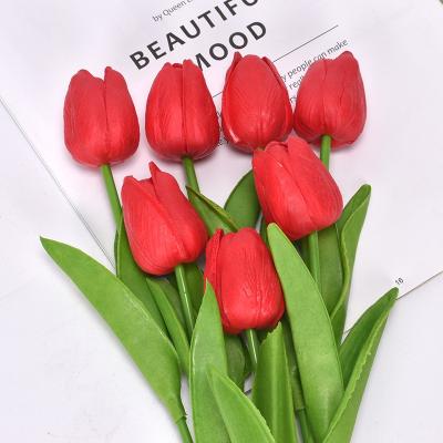 China flower arrangement bouquets in 100% brand new and high quality artificial fake Tulips 1Pcs Real Fake Tulip Wedding Decoration PU Touch For Home Office Wedding Decoration for sale