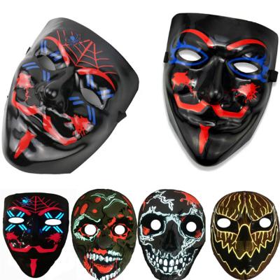 China new brand and high quality 100% Dropshipping Halloween cosplay scary mask latex mask led costume mask EL wire light up for Halloween festival party for sale