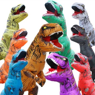 China Polyester Original T-Rex Dinosaur Costume Halloween Cosplay Inflatable Explosion Equip Costume Adult Toys Brown for sale