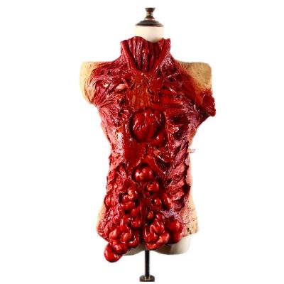 China 100% Brand New And Bloody Torso Gory Zombie Chest Piece Apron Dropshipping High Quality Latex Prop Halloween Guts Heart Vest Costume for sale