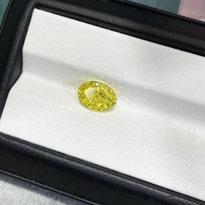 China Canary Yellow Lab Grown Diamond Oval Cut 2.1ct IGI Certified Diamond for sale