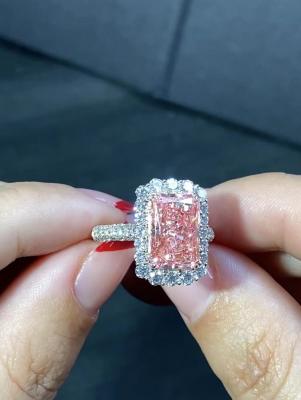 China 4.56ct Labor Diamond Jewelry Pink Radiant Cut Diamond Ring zu verkaufen