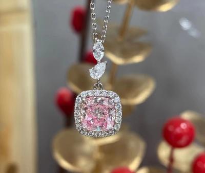 China el laboratorio rosado del corte del amortiguador 1.63ct CONTRA el oro blanco de Diamond Necklace 18k modifica servicio para requisitos particulares en venta