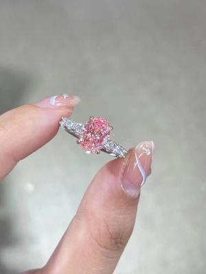 Cina 2.5ct Fancy Pink Lab Created Diamond Engagement Rings 18K White Gold Bridal Ring in vendita