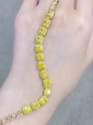 China 6.213ct Yellow Diamond Tennis Bracelet Cushion Shape Cultivated Diamonds zu verkaufen