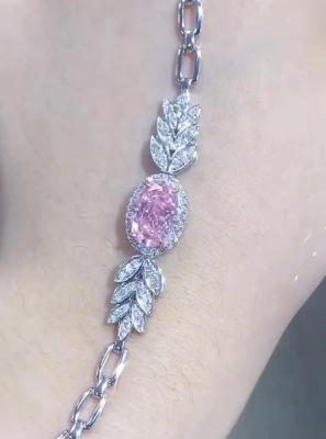 China Oval Cut Synthetic Diamond Tennis Bracelet 2.72ct Pink Diamond Bracelet Oval Shape zu verkaufen