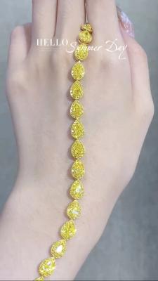 Cina Pear Cut Yellow Diamond Tennis Bracelet VS Clarity T13.68ct 18k White Gold Ring in vendita