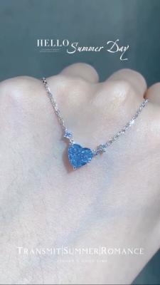 中国 Blue Lab Created Diamond Pendant Necklace 1.51ct Heart Cut GRC Certified 販売のため