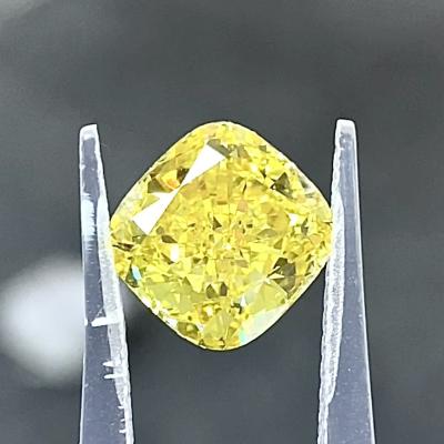 China Piedra suelta en forma de cojín 3ct+ VS1 HPHT amarillo de laboratorio piedra suelta cultivada IGI Certificado Cushion en forma de diamante sintético en venta