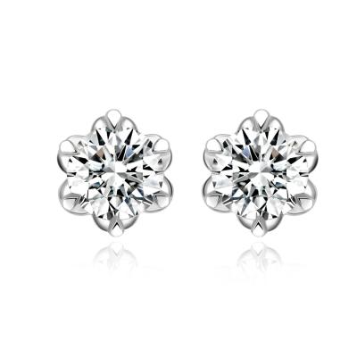 Chine Belle conception de fleurs 18 carats Boucles d'oreilles en diamant cultivées en laboratoire Bijoux NGTC Certifié Forme ronde Boucles d'oreilles en diamant de 0,5 carats à vendre