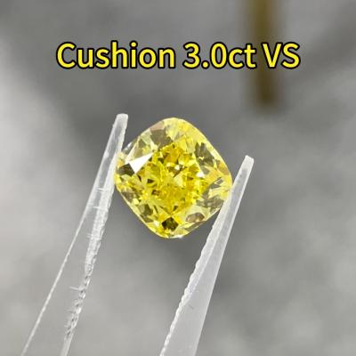 China Diamante de laboratorio amarillo en forma de cojín de caratos grandes Diamante sintético pulido certificado por IGI en venta