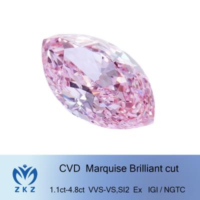 China CVD Marquise Cut 1.1ct -4.8ct VS+ SI2 Joyería combinada NGTC IGI Certificado de lujo rosa claro Diamante rosado de laboratorio en venta