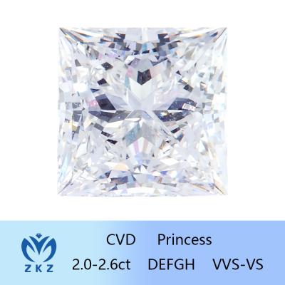 China Diamante de corte de laboratório de princesa certificado pela IGI como CVD sintético 2ct-2.6ct venda direta de fábrica à venda