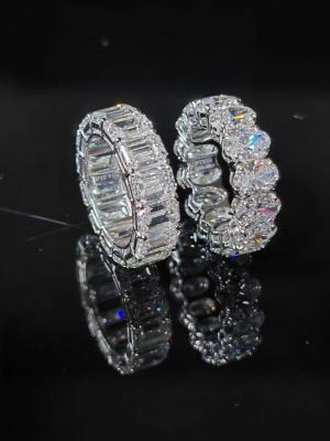 China Smaragd gesneden eeuwige ring diamant ring bruiloft eeuwige ring ovale laboratorium gegroeide diamant ring Te koop