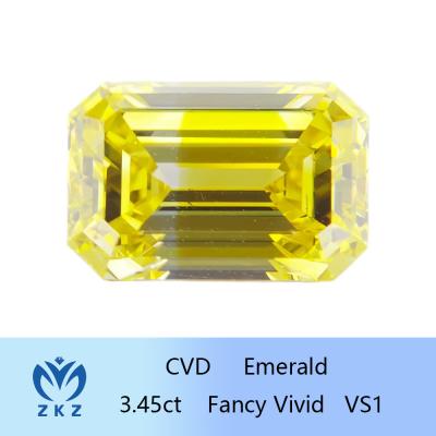 China El laboratorio flojo de HPHT creó a Diamond Emerald Cut amarillo IGI certificado en venta