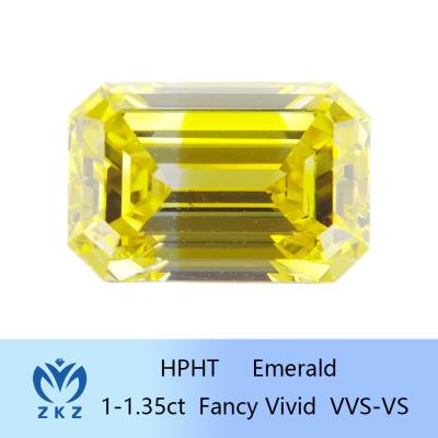 China HPHT Esmeralda cortada por el hombre Diamantes amarillos de laboratorio 1ct-1.35ct Para anillos en venta