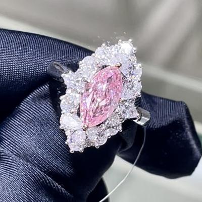 China 18k de laboratório de crescimento rosa diamantes anel marca forma jóias estilo elegante para a festa à venda