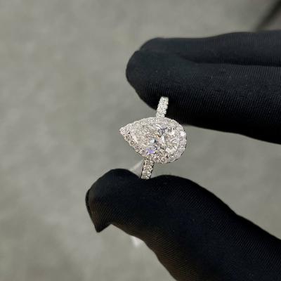 China 1.53ct E VS1 Pear Shape Full Diamond Bezel Set Style 18k Cultured White Diamond Women's Ring zu verkaufen