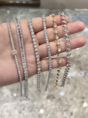 China Bijuterias de alta qualidade Bracelete de diamante cultivado Carbono DEF Cor Forma elegante Bracelete de tênis à venda